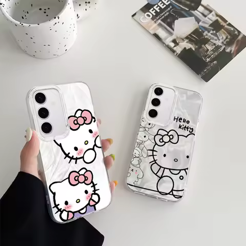 Lovely Sanrio Hello Kitty Phone Case for Samsung Galaxy S24 S23 S22 S21 Plus Ultra A73 A72 A71 A55 A54 A53 Shockproof Back Case