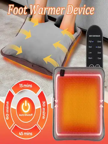 Heating Foot Warmer Massage Pad Super Soft Plush Electric Foot Warming Device for Winter Timing Home Office 4 Levels Temperature