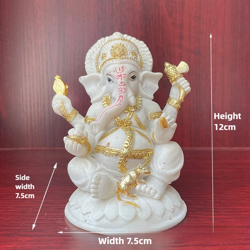 New Ganesha Statue Handmade Resin Gold Foil Decor Thai Indian Buddha Home Ornament