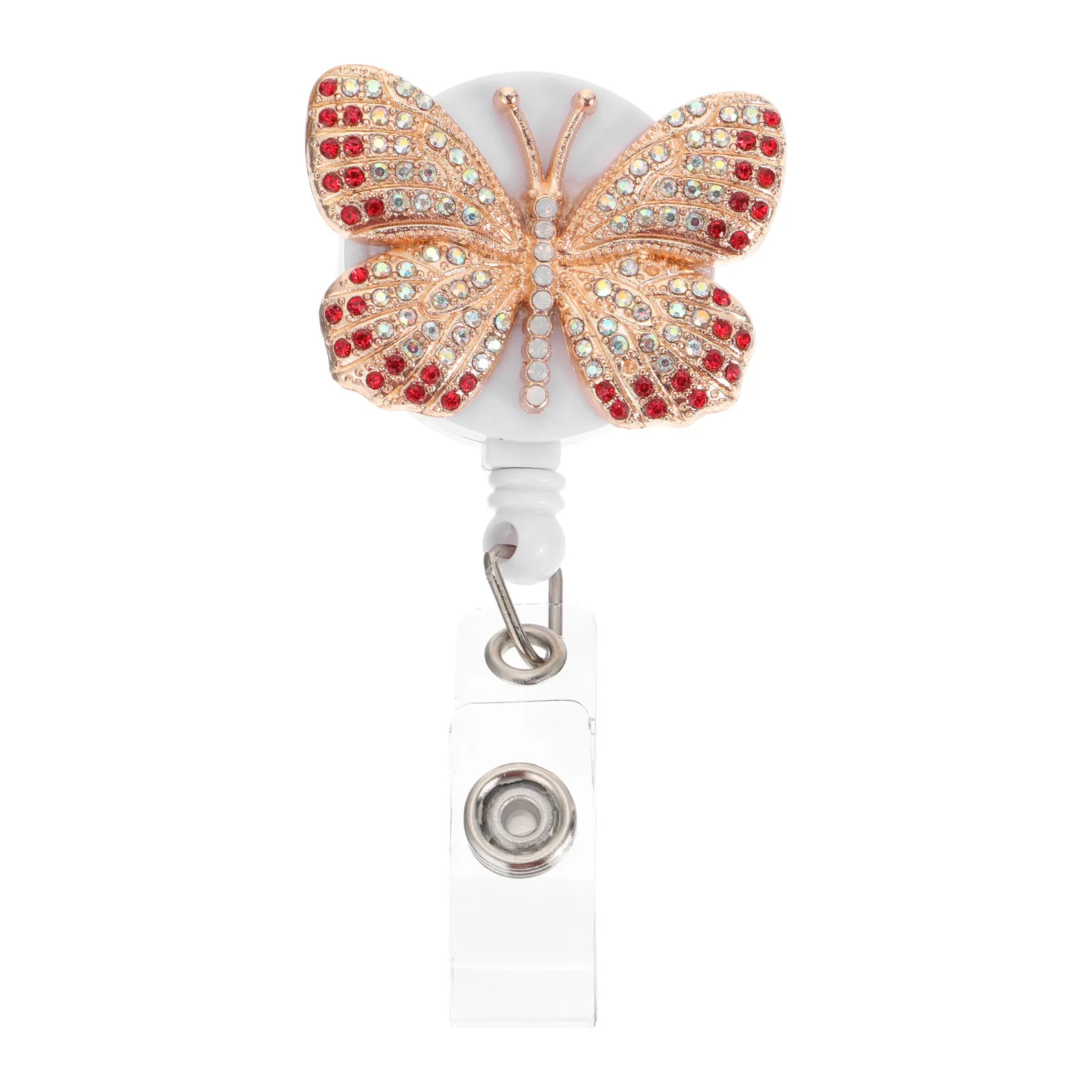Butterfly Retractable ID Badge Holder Clip for Nurses, Office Workers, Students, Officers – Easy Shirt Pocket Clip