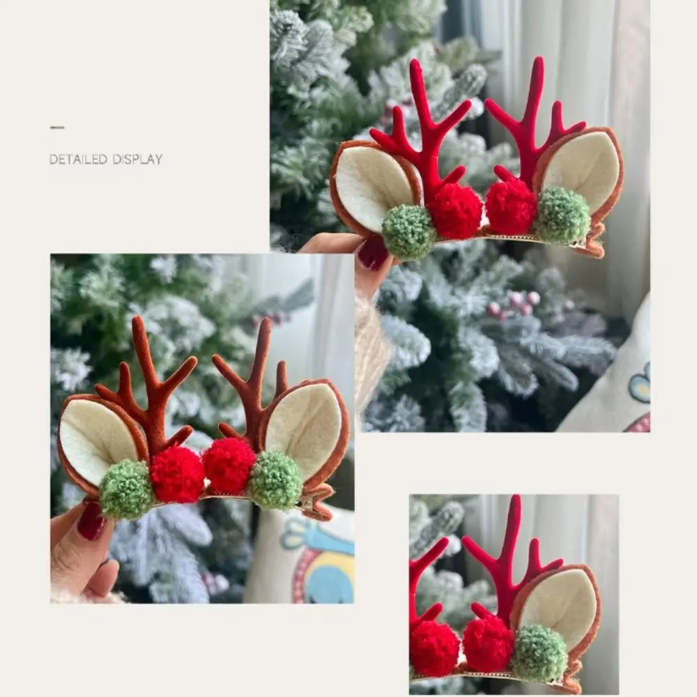 Cute Antlers Hair Clips Christmas Hairpin Girl Heart Elk Clips Xmas Winter Hairpin Children Headdress Antler Hair Accessories