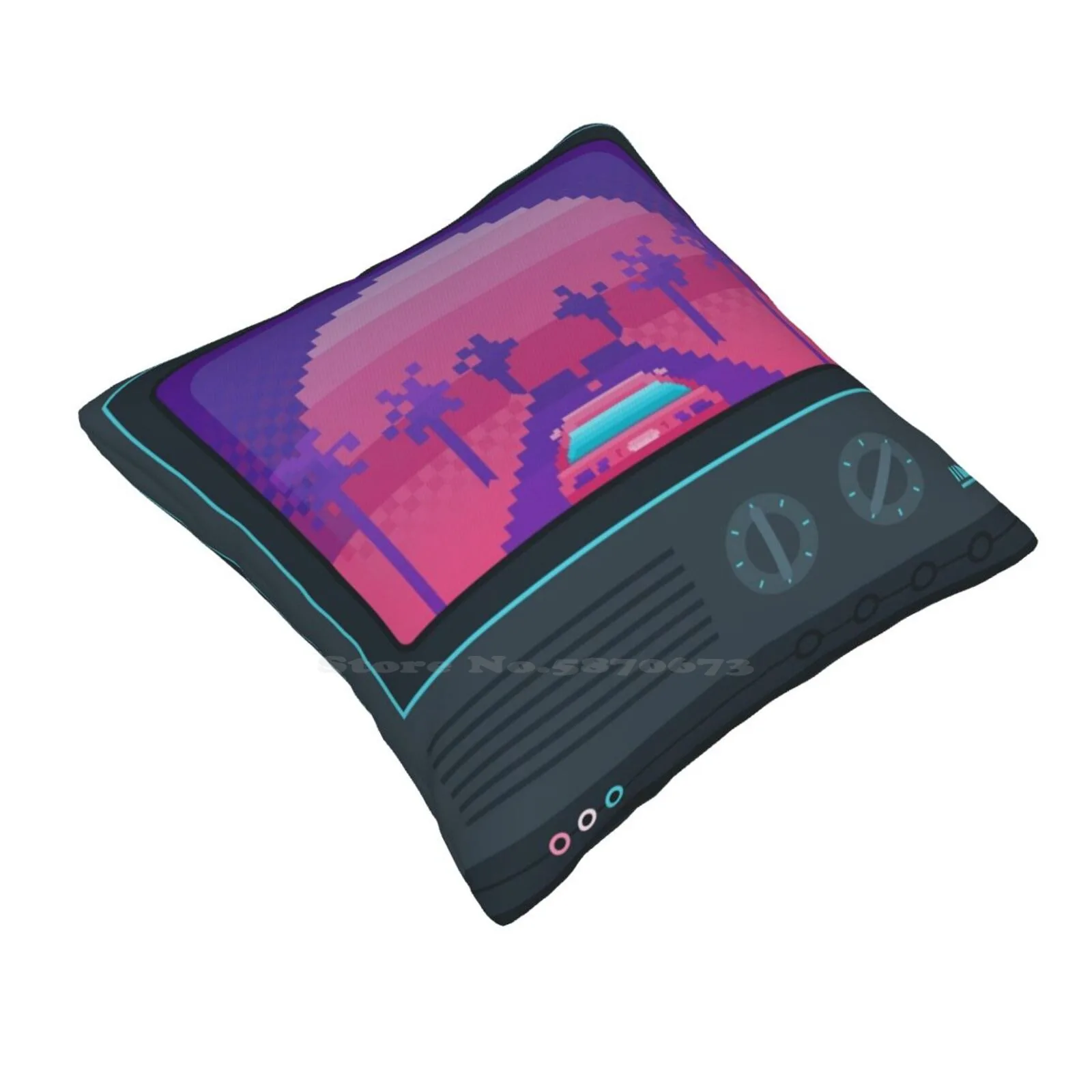 Nostalgia Trip Home Sofa Car Waist Throw Pillowcase Retro 80S Pixel Art Neon Rad Palm Trees Aesthetic Vintage Nostalgia 8 Bit