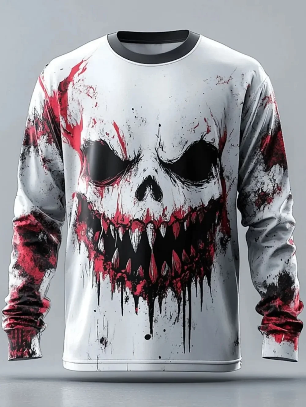 

Мужские футболки Cool Skulls Horror Mummy 3D Print Футболка Уличная повседневная рубашка с круглым вырезом и длинными рукавами на Хэллоуин Мужская одежда