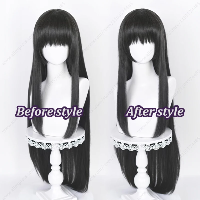 Akemi Homura 90cm Long Straight Black Grey Cosplay Wig Halloween Party Carnival Role Play Hair