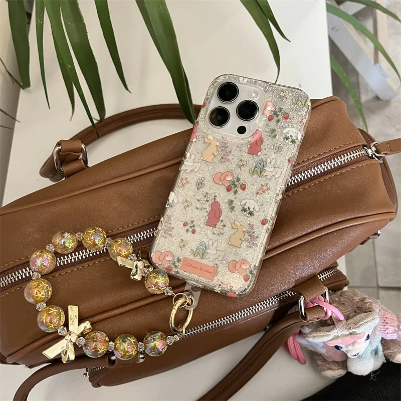 مسحوق ساطع IND | ساطع مسحوق زهرة الأرنب | هدية لصديقتك بسلسلة القوس | مناسبة آيفون 11 12 13 14 15 16 17 برو ماكس #1