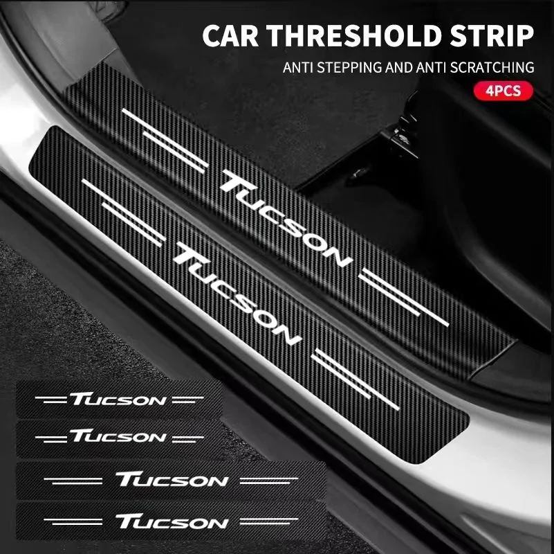 Carbon Fiber Car Stickers Door Sill Protector Bumper Protection Tape for Hyundai tucson 2016 2019 2021