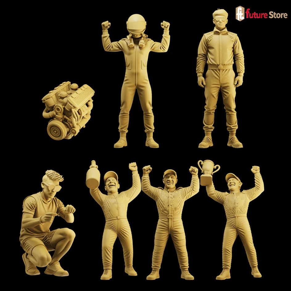 

3D Print Miniature 1/64 Racer Auto Mechanic Repairman Engine Figure Model Scene Mini Dolls Figurine Prop Crafts Decor Display