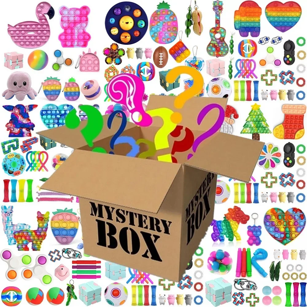 Random Mystery Fidget Toys Bag Pack for Kids Cheap Sensory Toys Stress Reliver Autism ADHD Gifts Spinner Fidget Squishy Set