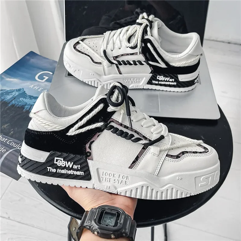 

Designer's casual thick sole dual color lace up training fashion sports men's vulcanized tennis shoes men's style