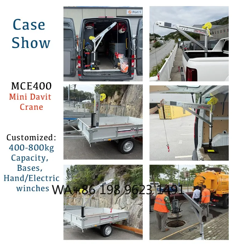 Portable Aluminum Alloy Mini Davit Crane Accessories Hand  Winch CE Certified Light Duty Forestry Construction Lifting Equipment