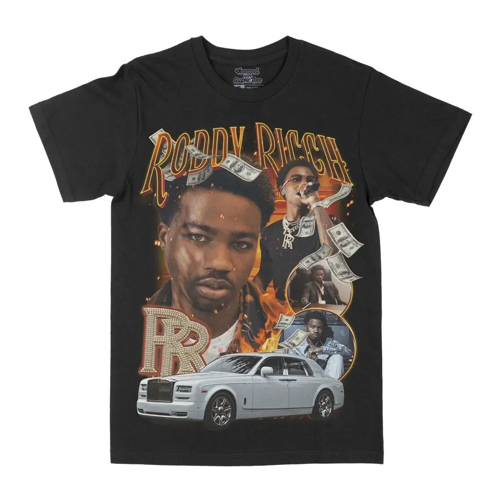 Футболка Roddy Ricch с рисунком, футболки с рисунком аниме для мужчин и женщин, высококачественные футболки из 100% хлопка с коротким рукавом