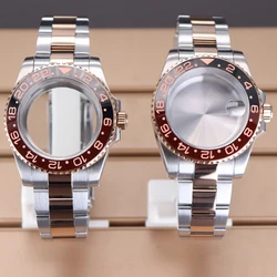 40mm Dive Watch Case Root Beer GMT Two-Tone Rose For Seiko NH35 NH36 NH38/34 Miyota 8215 ETA 2824 Automatic Movement 28.5mm Dial