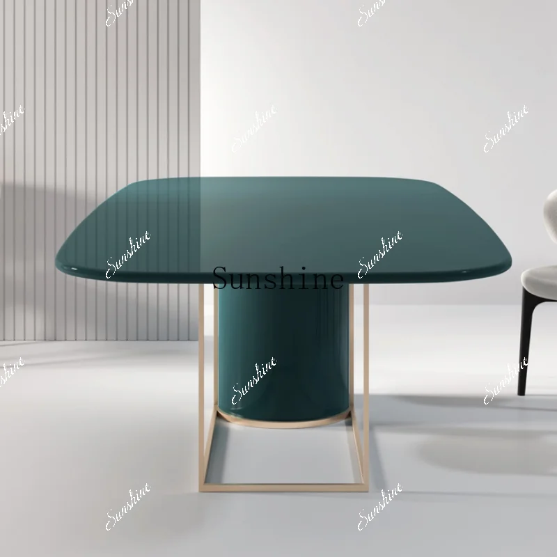 

Italian light luxury, rectangular paint dining table minimalist oval dining table