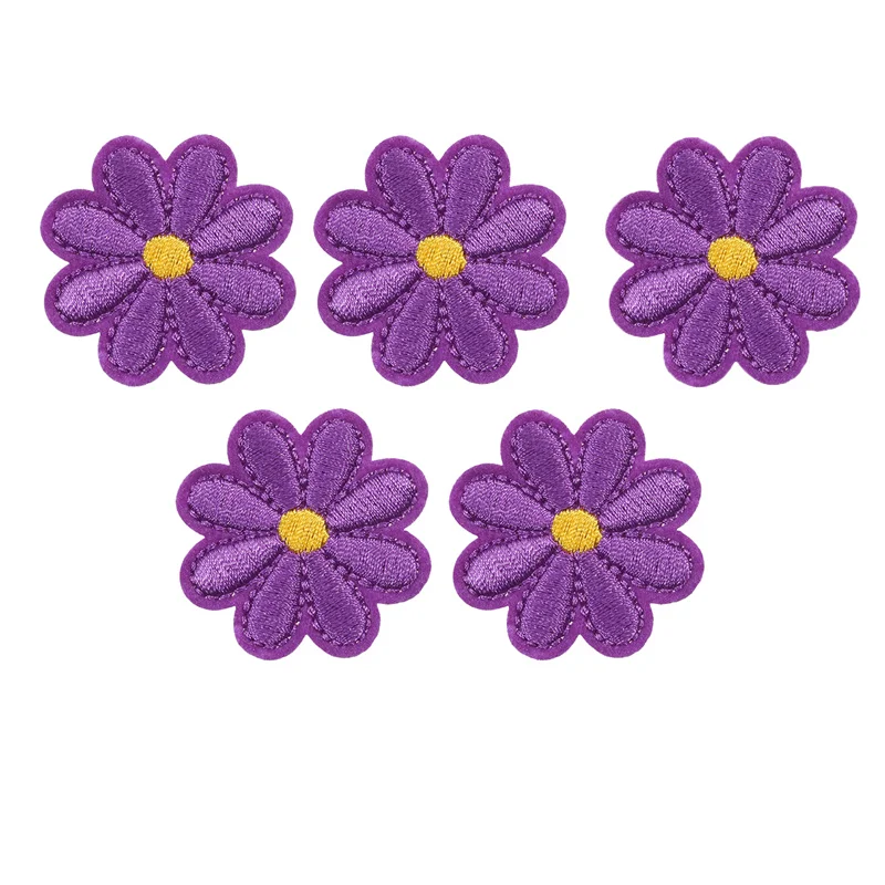 5 PCS/SET Embroidery Patch Daisy Sunflower Flowers Patch Iron On Patches For Clothing Jeans Shose Bags Clothes Sew Applique DIY