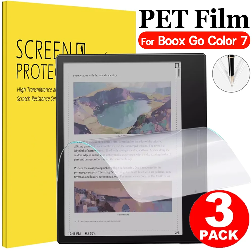3-1pcs Soft PET Hydrogel Films for Boox Go Color 7 E-reader HD Clear Anti-Glare Anti-scratch Full Coverage Screen Protectors