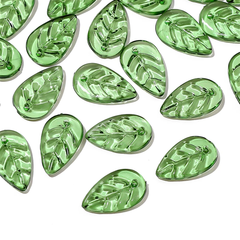 Mini-Blatt-Acrylperlen (hellgrün und dunkelgrün) | Von der Natur inspirierte DIY-Schmucksets für Halskette/Armband/Ohrringe, 50 Stück/Packung