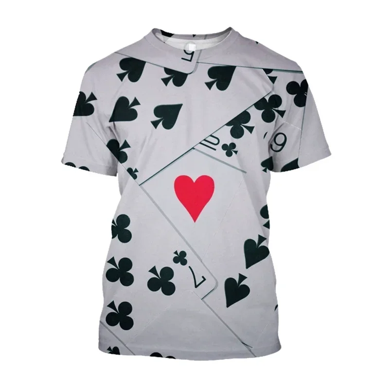 Fashion 3D Printed Men's Poker Card Graphs T-shirt Casino Streetwear Poker Playing Tshirt Oversize Short Sleeve Men Clothes
