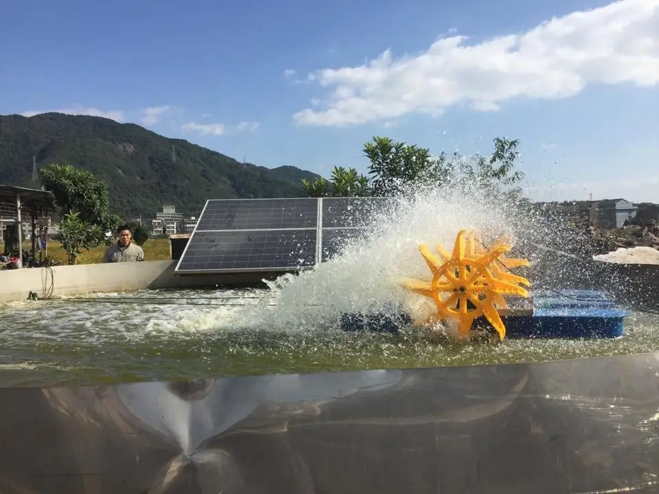 Solar Powered Paddlewheel System for Aeration Pisciculture Aerators Large Pond Solar Oxygenator Splash Paddle Wheel Aerator