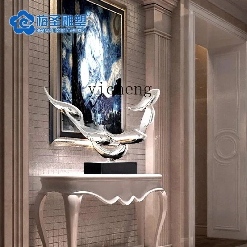 YY-- metal sculpture soft hotel home living room entrance artwork decoration stainless steel floor ornament