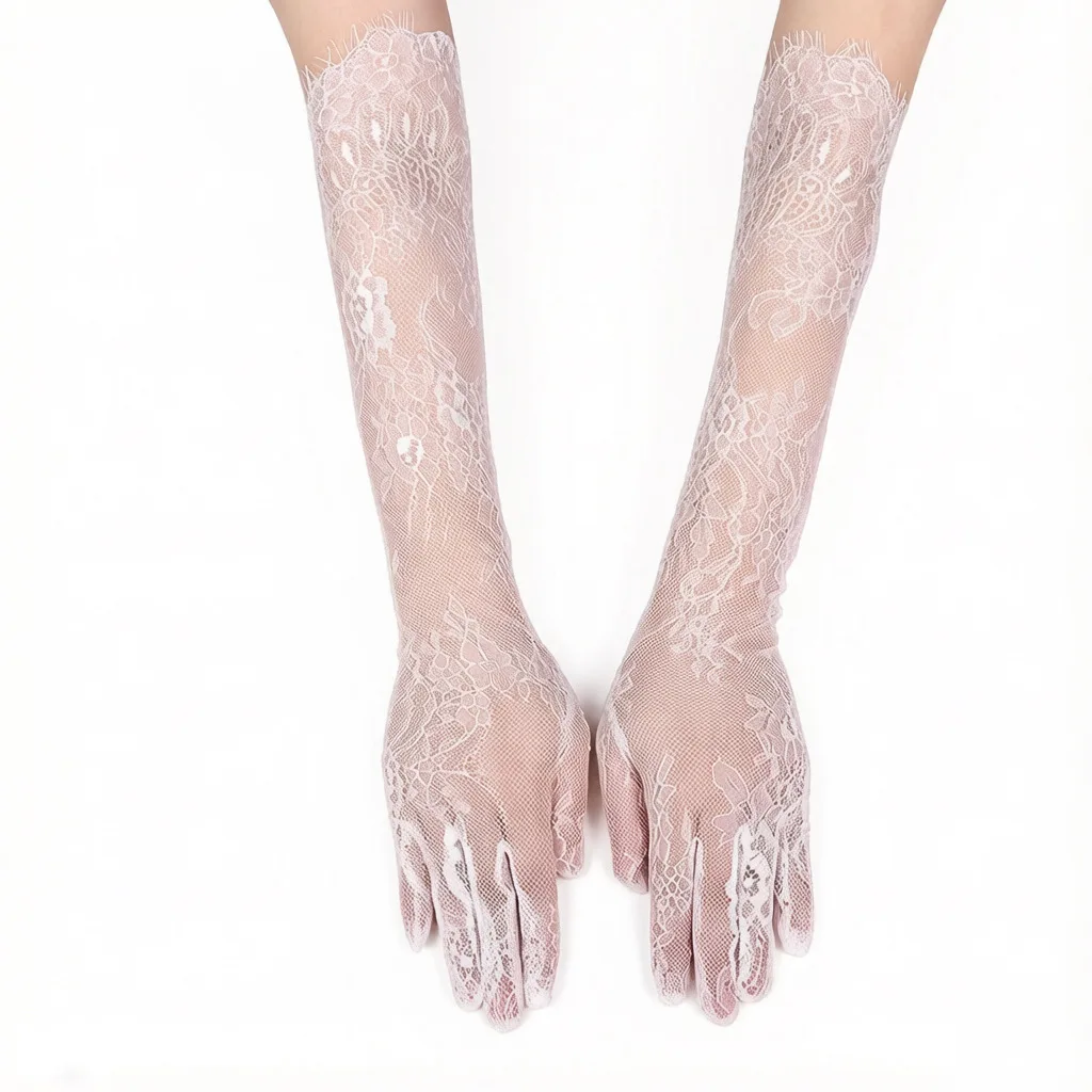 Gloves Lace Mesh Long Black for Women Bridal Wedding Party Dress Accessory Soft Lightweight Breathable Elegant