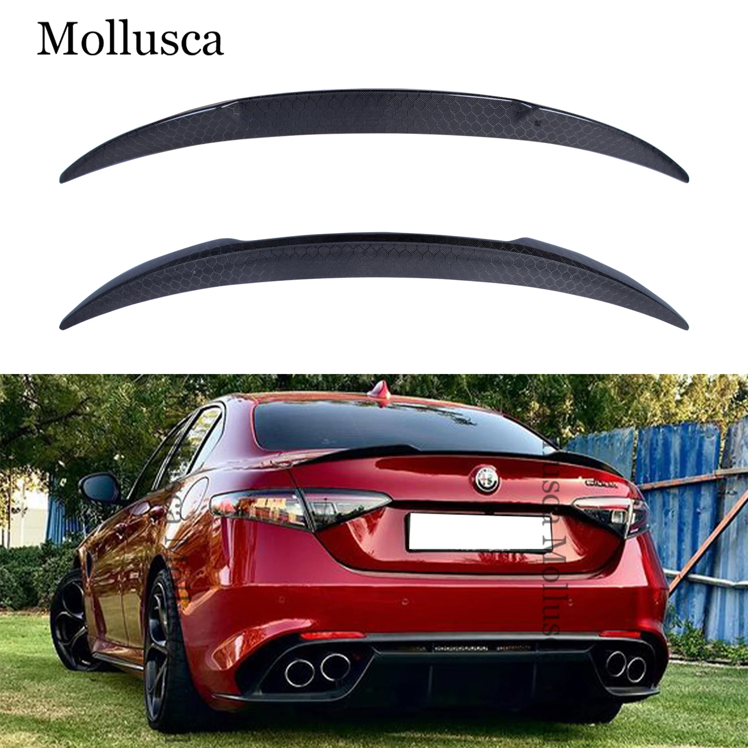 

For Alfa Romeo Giulia 952 OE Style Honeycomb Carbon Fiber Rear Spoiler Trunk Wing 2015-2023