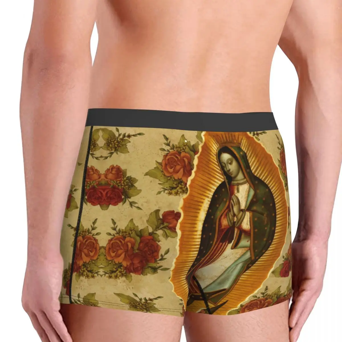 Mexican Virgin Mary Of Guadalupe Boxers Shorts Panties Men\'s Underpants Breathable Religious ChristianSaint Briefs Underwear