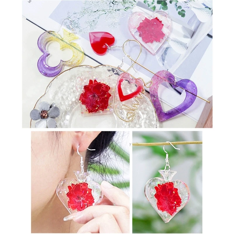 Heart Clubs Diamonds Resin Mold DIY Earrings Nnecklace Charm Casting Tool