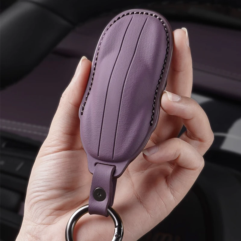 For Xiaomi YU7 2025-2026 Leather Car Key Case Full Cover Shell Anti-Scratch Key Holder Accessories