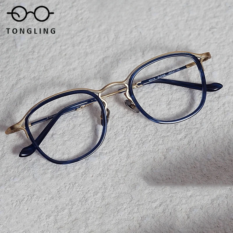 2025 Retro design men glasses frame Optical Reading Fashion glasses Handmade oval titanium ultralight prescription glasses frame