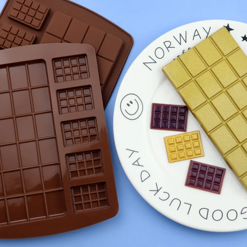 Silicone Mold 2 Size Waffle Chocolate Mold Patisserie Candy Fondant Bar Mould Cake Mode Decoration Kitchen Baking Accessories