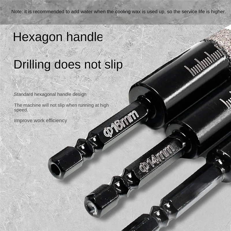 ABHZ-6 PCS Diamond Drill Bit Set Brazed Hole Opener Black Metal  Tile Concrete Marble Glass Reaming Diamond Dry Drilling