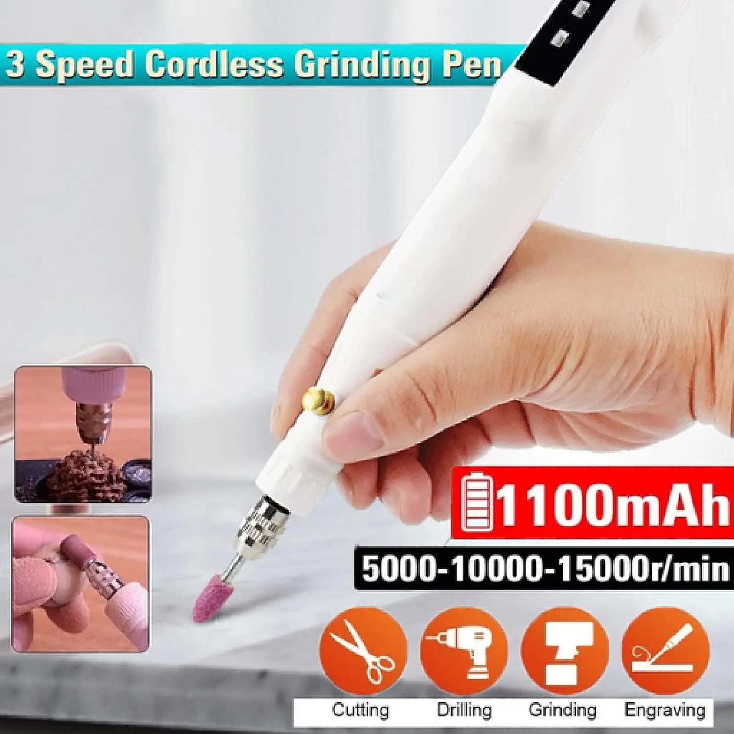 5V Cordless Rotary Tool Kit, Electric DIY Mini Grinder Kit, 3 Variable Speeds, Powerful Engraver, Sander, Polisher, 24 Easy Chan