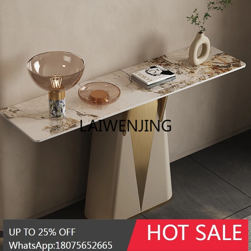 simple light luxury Xuanguan platform foyer stainless steel rock slab end view platform