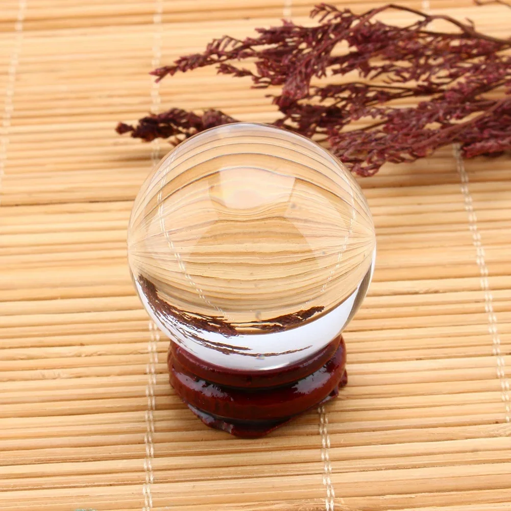 

40mm Crystal Ball Quartz Glass Transparent Ball with Base Feng Shui Magic Healing Natural Glass Balls Home Decoration