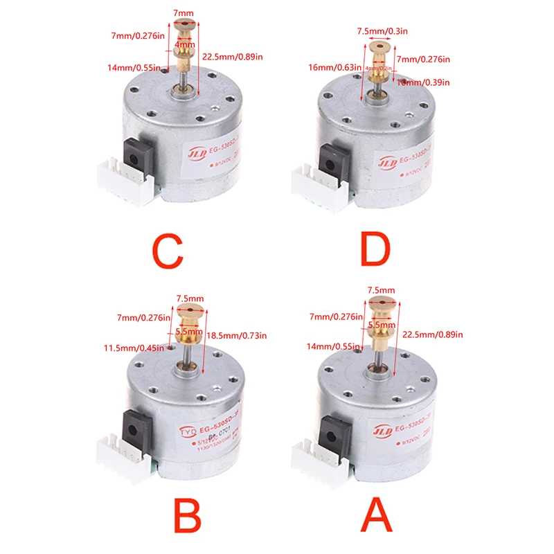 EG530SD-3F DC5-12V 3速メタルターンテーブルモーター 33/45/78 RPM、25mm取り付け穴、レコードプレーヤー用スリーブ