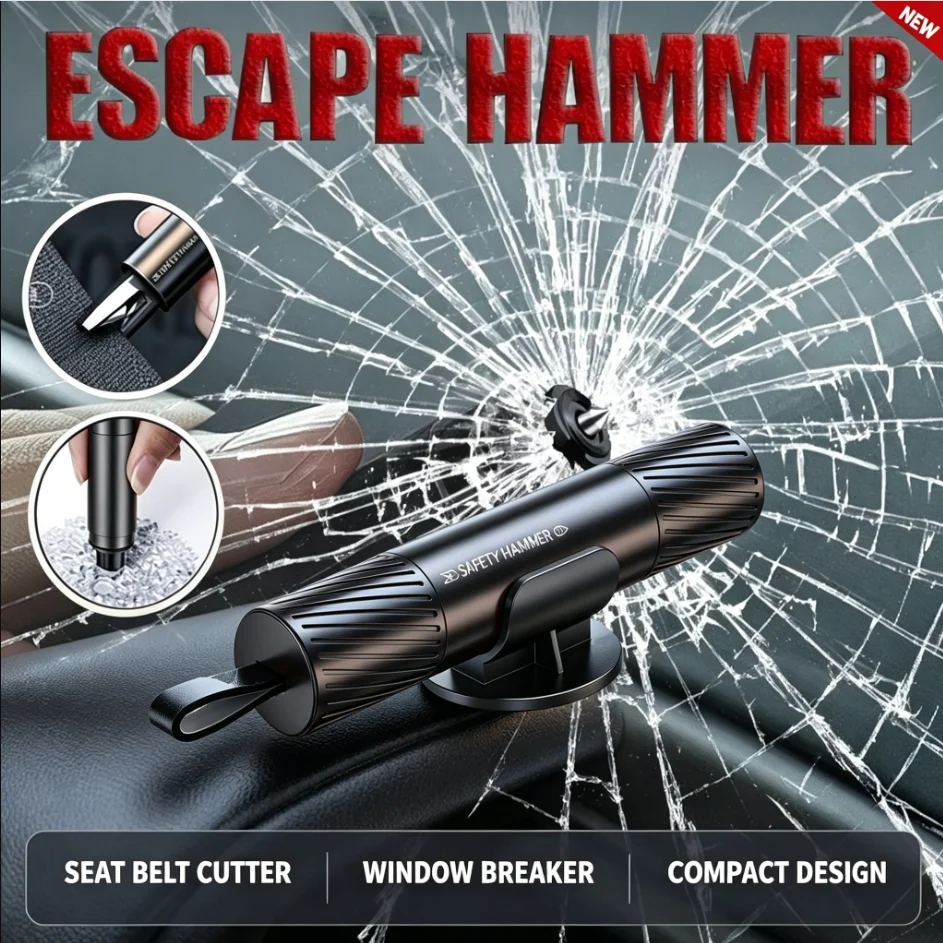 2 in 1 Car Safety Hammer Emergency Window Breaker Seat Belt Cutter Tungsten Steel Escape Rescue Tool for Auto