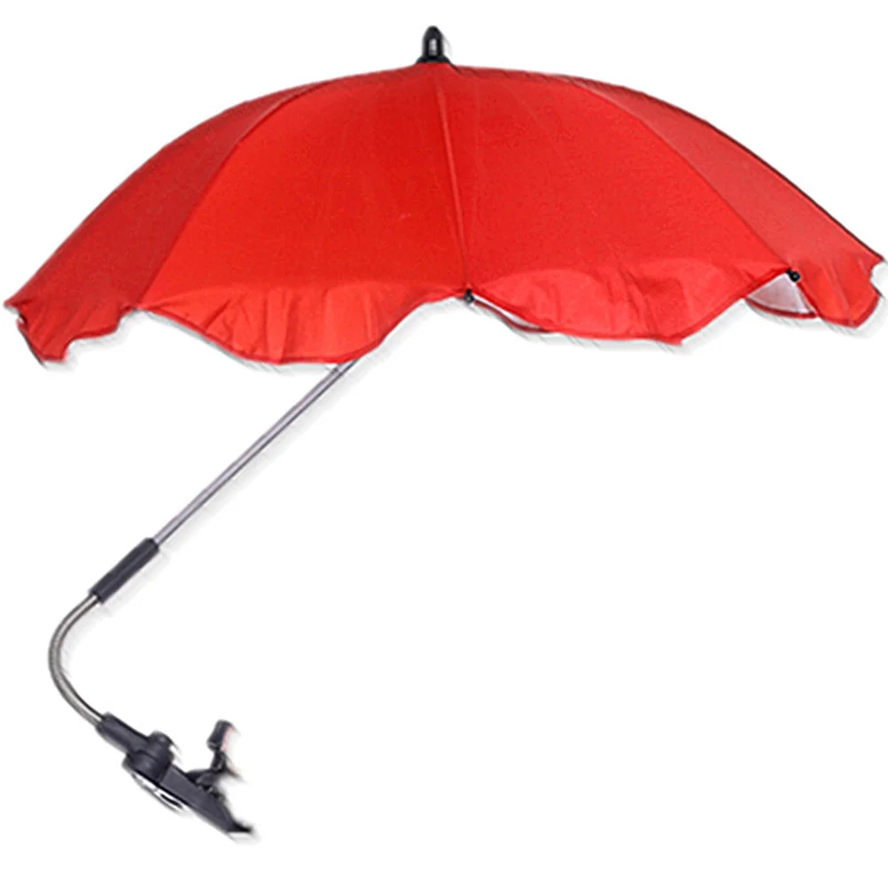 مظلة لعربة الأطفال مشبك قابل للتعديل مقبض منحني مرن متعدد المشهد للحماية من الشمس عربة يدفع باليدين مظلة أزرق فاتح 35.5 سنتيمتر