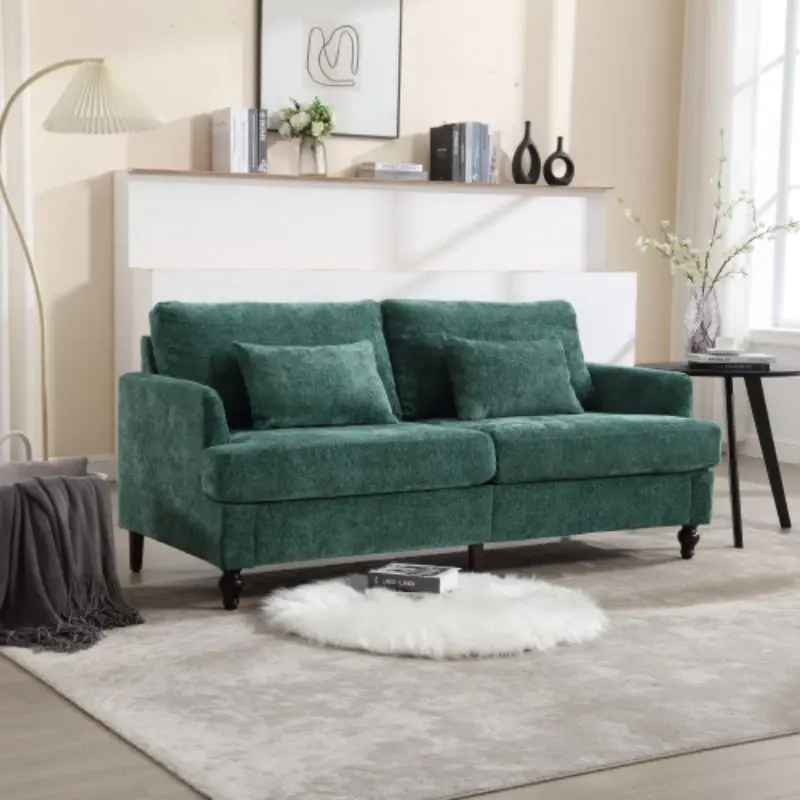 Modern Chenille fabric sofa, 2 seat upholstered sofa