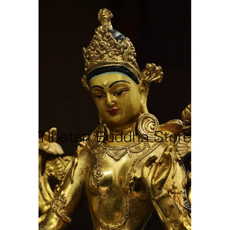 Imagem -04 - China Latão Kwan-yin Guanyin Estátua Gild Buddha Estátua Bronze Velho 21 Centímetros