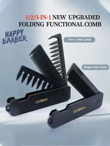 1/2/3 In1 Folding Hair Comb Plastic Wide Tooth Oil Head Texture Comb Beard Combing Barber Haircut Comb Salon Hair Styling Tools