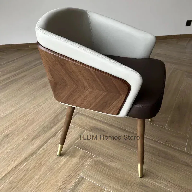 Luxury Modern Dining Chairs Wooden Backrest Armchair Minimalist Lounge Dining Chair Comfortable Dining Room Furniture