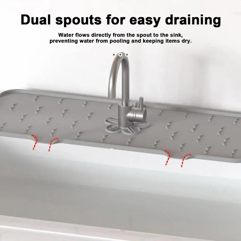 Silicone Sink Mat Splash Catcher Faucet Splash Guard Silicone Kitchen Sink Mats Drip Catcher Tray Dish Drying Mat Sink Splash