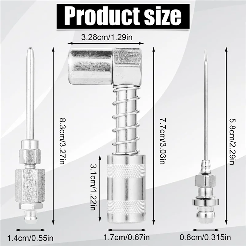 AEE5-4Pcs 90 Degree Grease Needle Fitting Set,Including 1 Grease Needle Nozzle,1 Dispenser,2 Grease Injector Needle With Cap