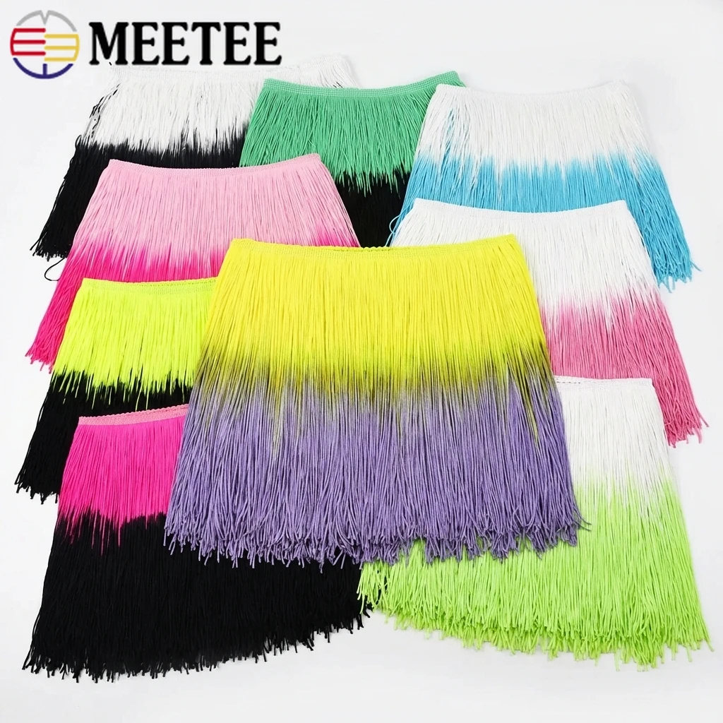 

2M 20cm Gradient Tassel Fringe Lace Trim for Sewing Latin Dance Dress Curtain Stage Costume Decorative Trimmings DIY Accessories