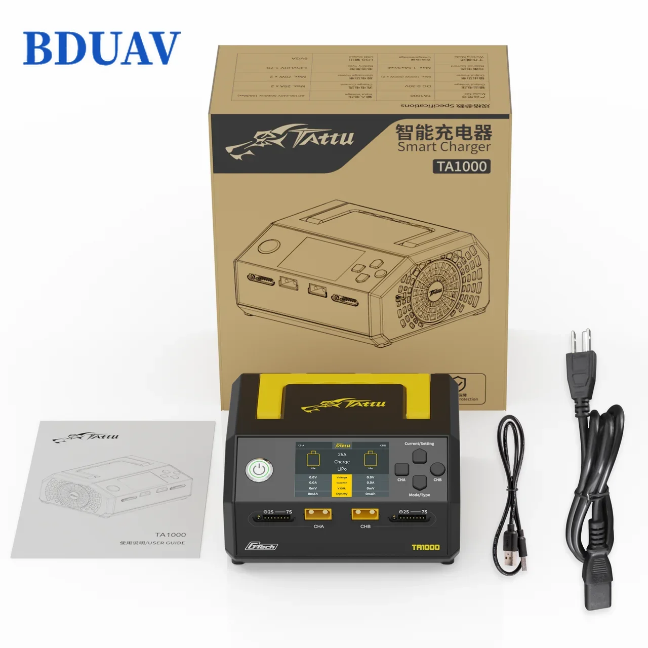 Tattu TA1000 G-Tech Dual-channel Charger 25A*2 1000W for 1S-7S Drone Battery