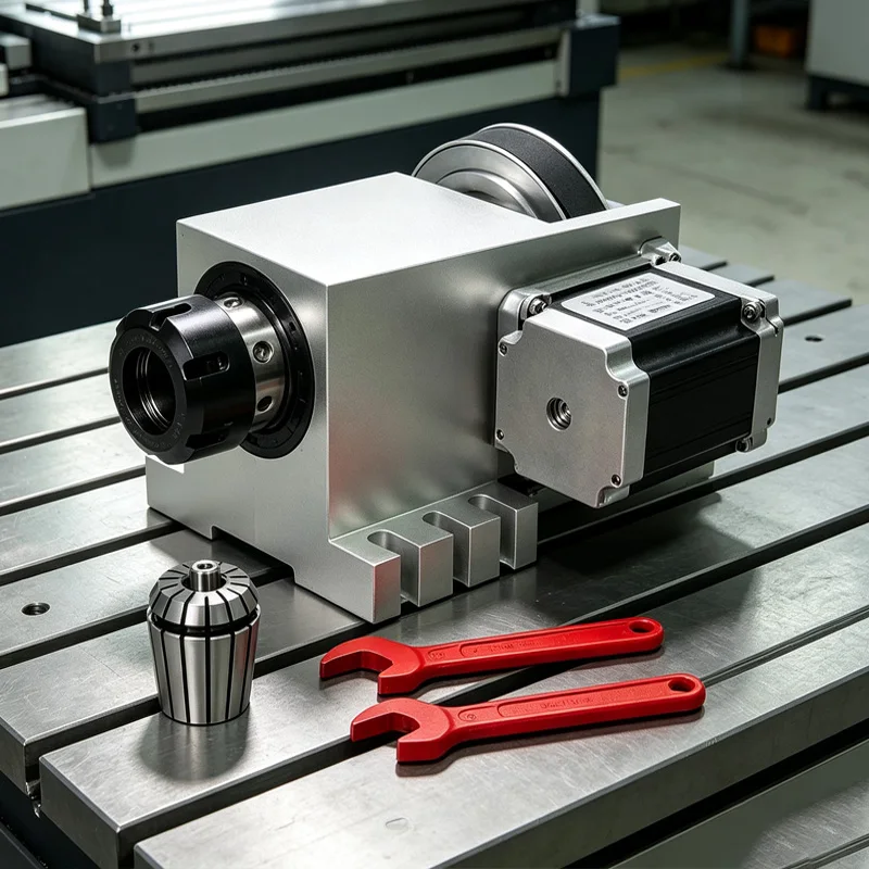 4th Axis Rotary A-axis K5M-6-ER32 Shaft Φ22mm for CNC Engraving Machine Center Height 65mm Deceleration Ratio 6:1 Routers Tools