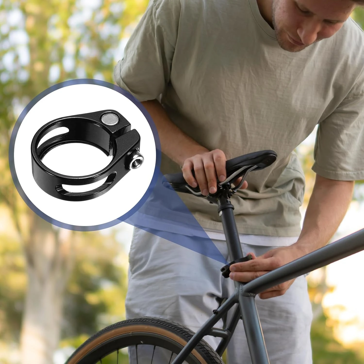 Bike Seat Post Clamp 28.6/31.8/34.9Aluminum Alloy Bicycle Seat Post Clamp Quick Release Tube Clip for MTB, Road Bikes image 4
