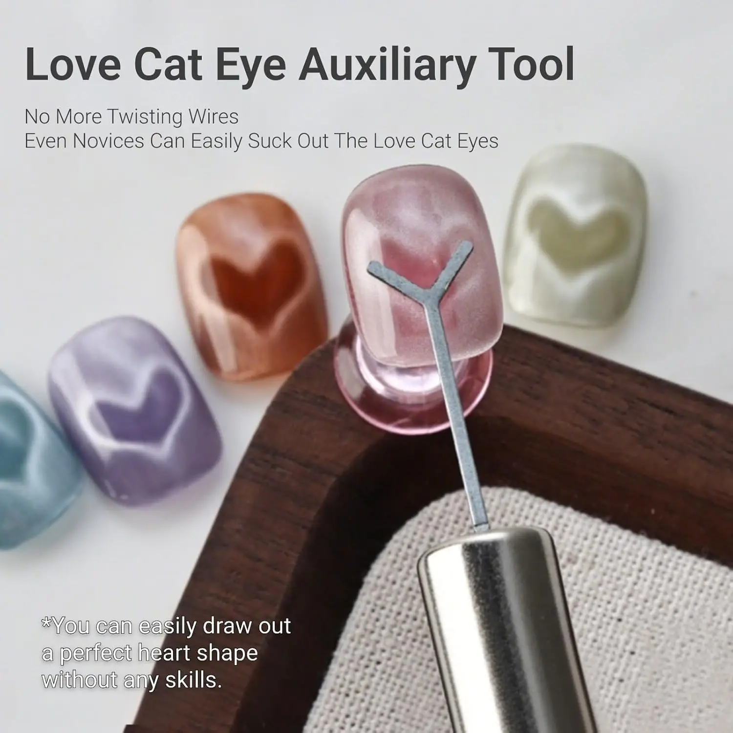 2/3pcs Love Cat's Eye Nail Tools Heart-shaped Cat Eye Magnet Stick Nail Set Special Y-shape Clip Wire Bar Magnetic Nail Access *