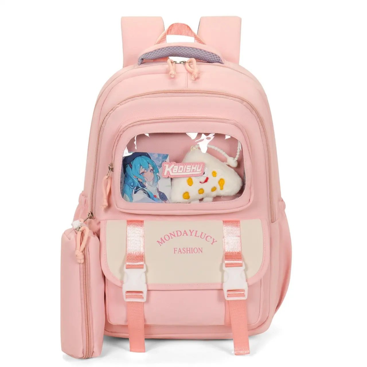 Kawaii Ita Bag Transparent Window Backpack for Girls Student Schoolbag Women Casual Travel Daypack Nylon Rucksack