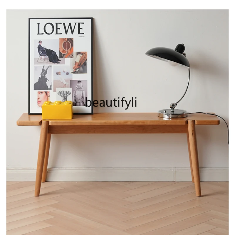 

Modern Minimalist Nordic Cherrywood Coffee Table Bench Dining Table Bench Hallway Shoe Changing Stool Cushion Dining Chair